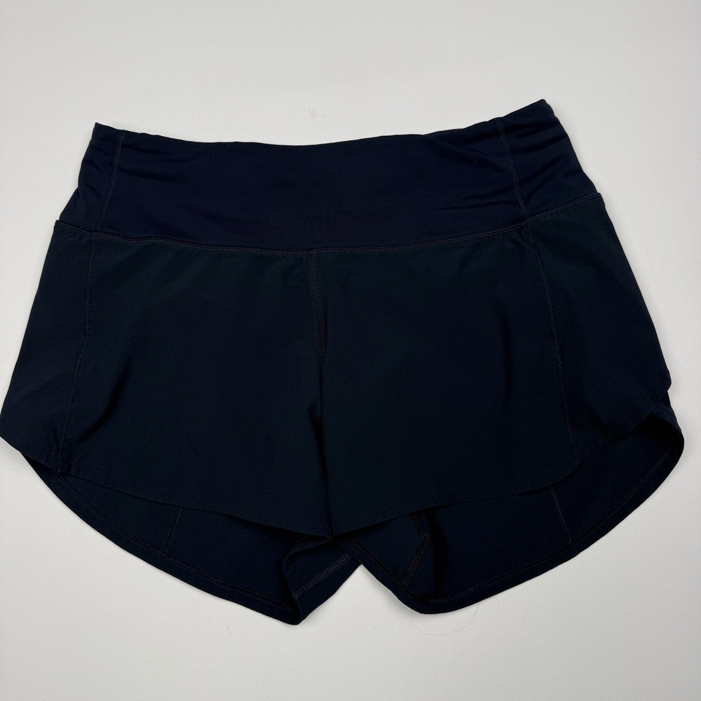Lululemon Speed Up Shorts Womens 4 Navy Running Athletic Lined 3 Inseam